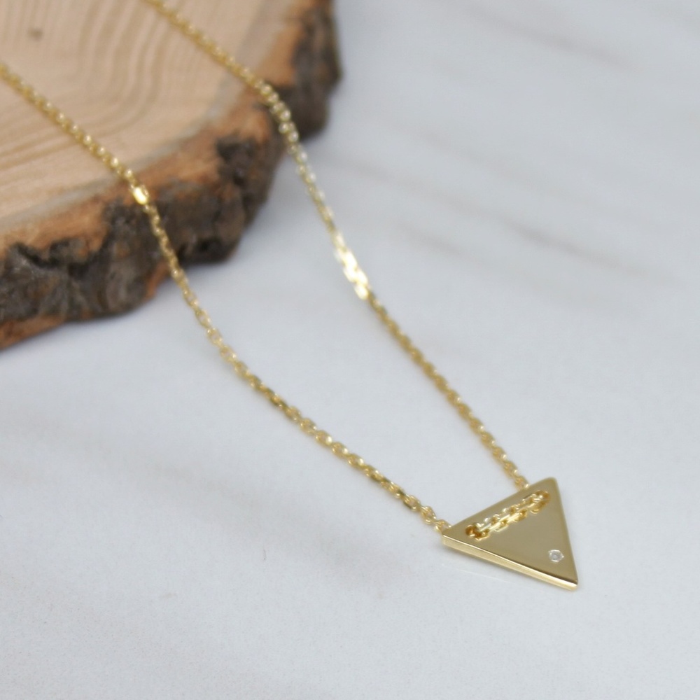 Gold Plated Triangle Pendant Necklace